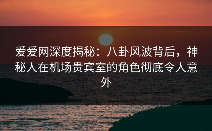爱爱网深度揭秘：八卦风波背后，神秘人在机场贵宾室的角色彻底令人意外