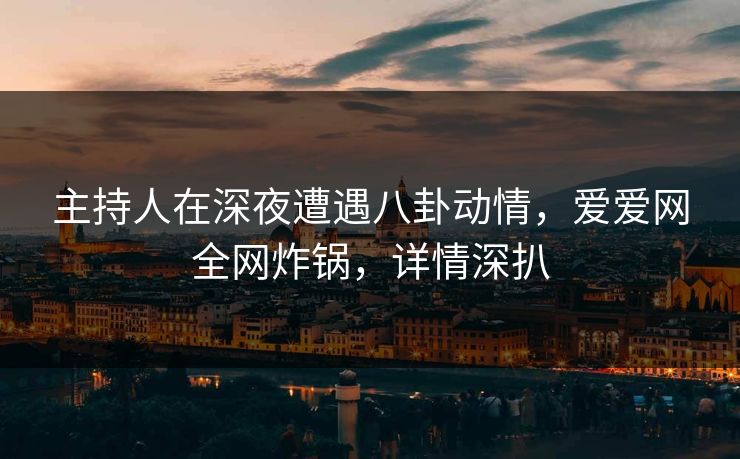 主持人在深夜遭遇八卦动情，爱爱网全网炸锅，详情深扒
