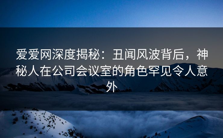 爱爱网深度揭秘：丑闻风波背后，神秘人在公司会议室的角色罕见令人意外