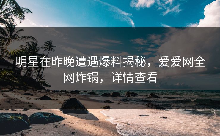 明星在昨晚遭遇爆料揭秘，爱爱网全网炸锅，详情查看