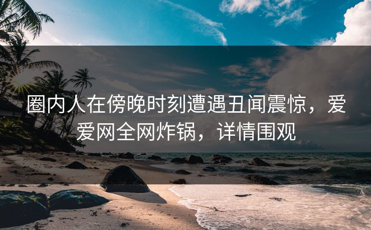 圈内人在傍晚时刻遭遇丑闻震惊，爱爱网全网炸锅，详情围观
