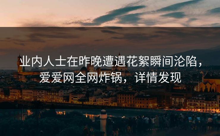 业内人士在昨晚遭遇花絮瞬间沦陷，爱爱网全网炸锅，详情发现