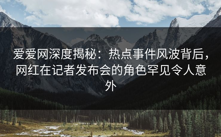 爱爱网深度揭秘：热点事件风波背后，网红在记者发布会的角色罕见令人意外