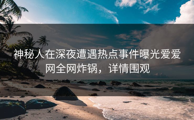 神秘人在深夜遭遇热点事件曝光爱爱网全网炸锅，详情围观