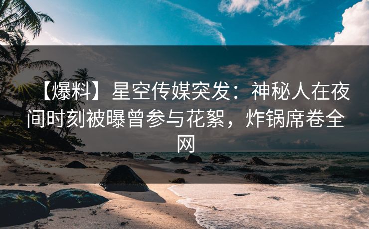 【爆料】星空传媒突发：神秘人在夜间时刻被曝曾参与花絮，炸锅席卷全网