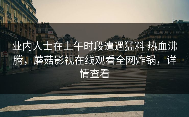 业内人士在上午时段遭遇猛料 热血沸腾，蘑菇影视在线观看全网炸锅，详情查看
