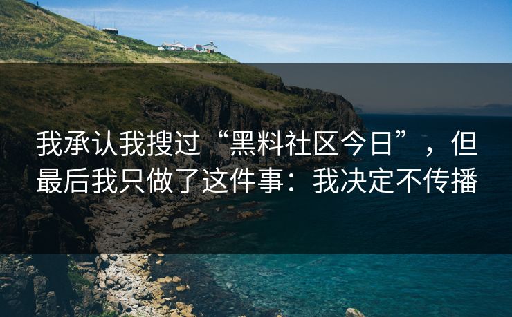 我承认我搜过“黑料社区今日”，但最后我只做了这件事：我决定不传播