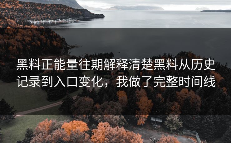 黑料正能量往期解释清楚黑料从历史记录到入口变化，我做了完整时间线